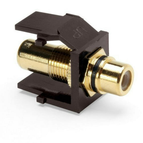 Leviton 40830-BBE QuickPort RCA Gold-Plated Connector with Black Stripe Brown