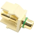 thumbnail image 1 of Leviton 40830-BIV Ivory Gold-Plated QuickPort Jack with Green Stripe, 1 of 1