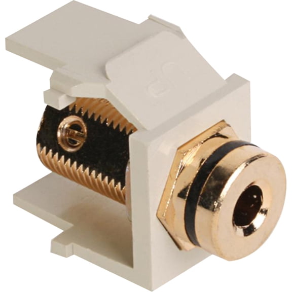 Leviton 40837-BIE QuickPort Banana Jack Adapter, Gold-Plated with Black Stripe, Ivory