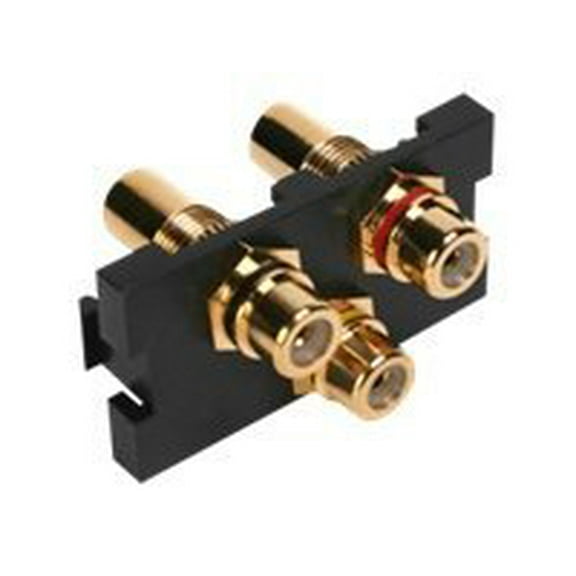 Leviton 41292-3RE 3-Port RCA Adapter MOS Insert - Black