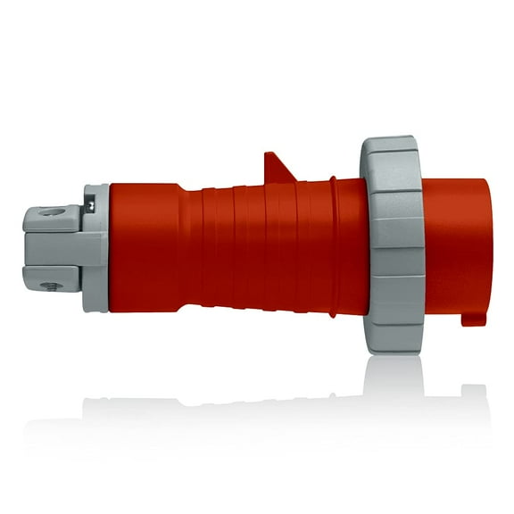 Leviton 430P7W 30 Amp, 480 Volt 3-Phase, 3P, 4W, North American-Rated Pin & Sleeve Plug, Industrial Grade, IP67, Watertight - RED CA3