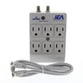 thumbnail image 1 of Leviton 4400-PC Gray 6-Outlet Surge Protector Receptacle Adapter with Coaxial CATV Cable, 1 of 5