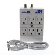 Leviton 4400-PC Gray 6-Outlet Surge Protector Receptacle Adapter with Coaxial CATV Cable