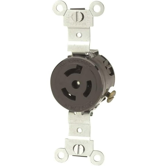 Leviton 4560 15 Amp, 250 Volt, NEMA L6-15R, 2P, 3W, Single Locking Receptacle, Industrial Grade, Grounding, Black
