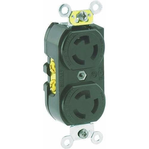 Leviton 4750 NEMA L7-15R Duplex Locking Receptacle, 277V, 15A, 2P, 3W, 1PH