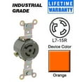 thumbnail image 1 of Leviton 4760-IG Receptacle Locking Blade L7-15R 15A 277V 2P3W Isolated Ground - Orange, 1 of 1