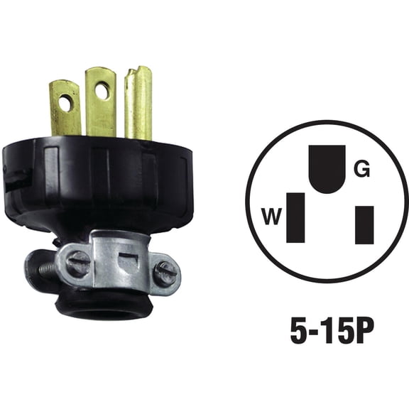 Leviton 48648 15 Amp, 125 Volt, Grounding Plug, Black