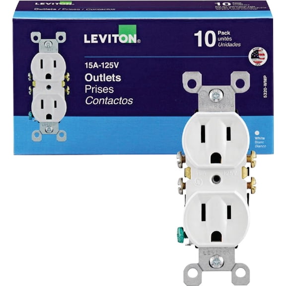 Leviton Shallow Grounded Duplex Outlet - 10 Total Outlets