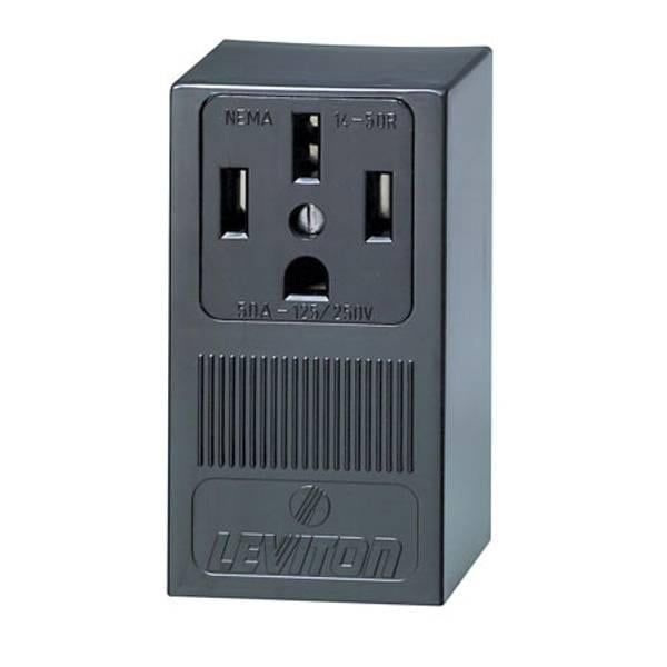 Leviton Black Thermoplastic 50 Amp Surface Mount Outlet