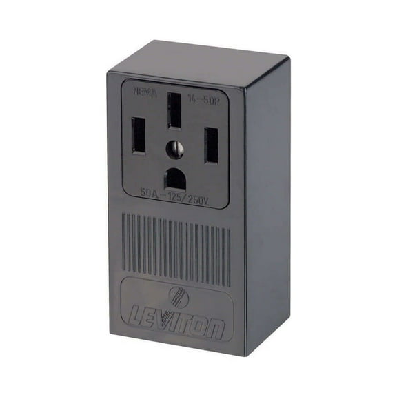 Leviton B01-55050-000 50 Amp 3 Pole BlackStraight Blade Surface Mount Receptacle