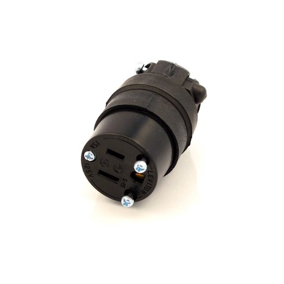 Leviton 000-515CR-000 15 Amp Rubber Grounding Plug, Black