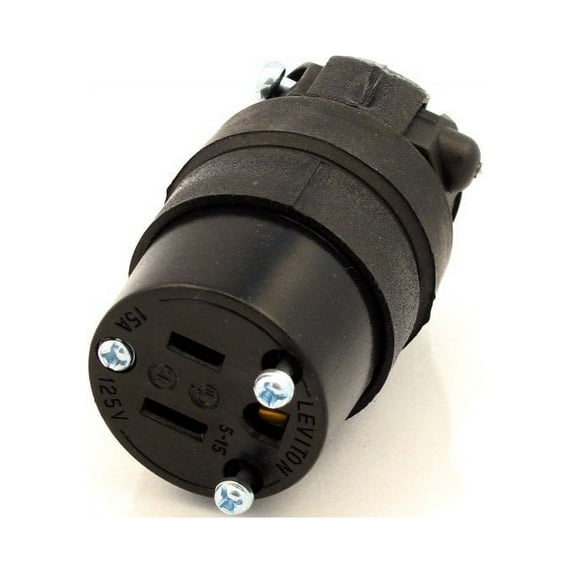 Leviton 515CR 15 Amp, 125 Volt, Cord Outlet, Rubber, Grounding, Black