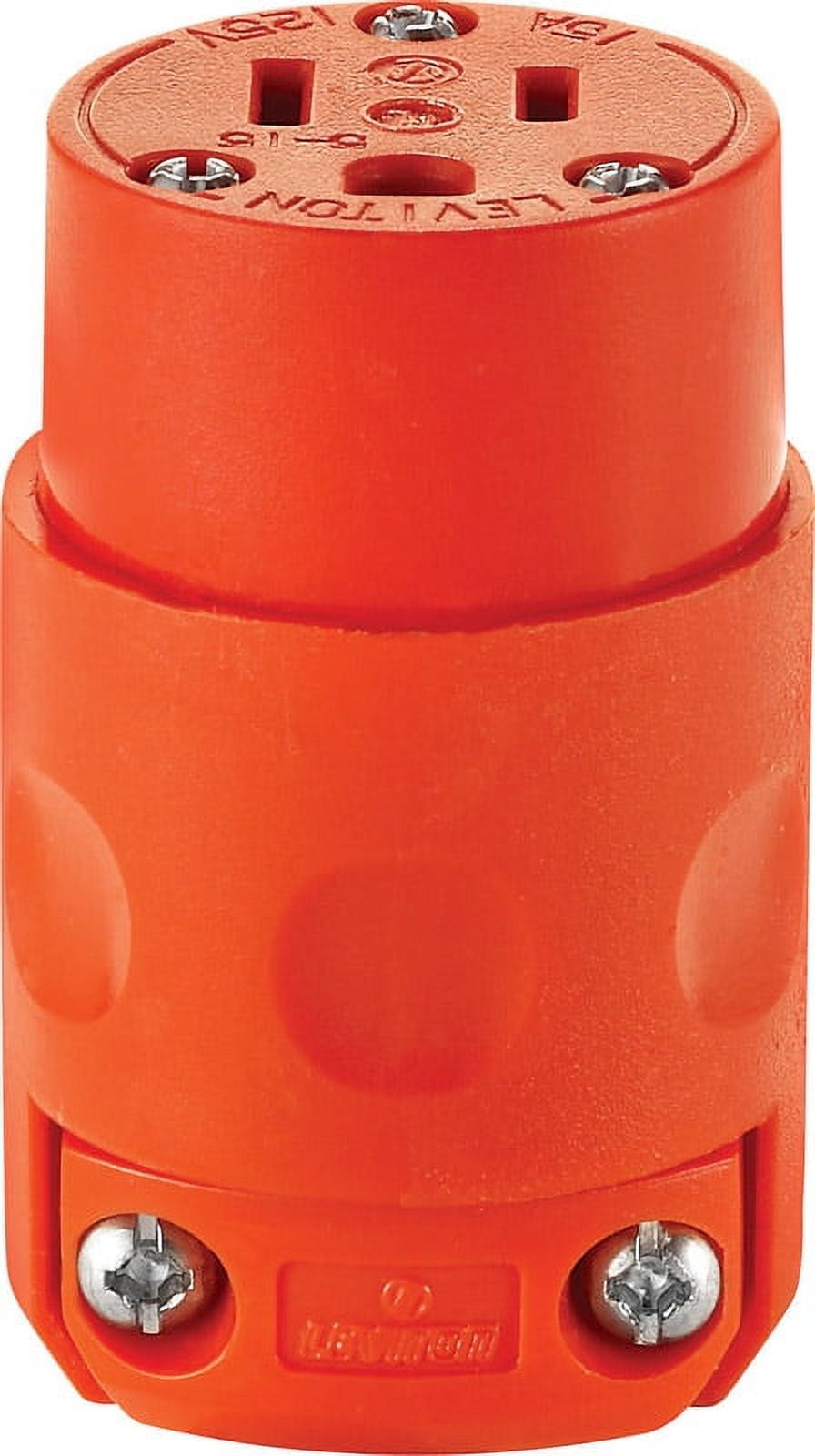 Leviton 515CV-OR Electrical Connector, 2 -Pole, 15 A, 125 VAC, NEMA: NEMA 5-15R, Orange