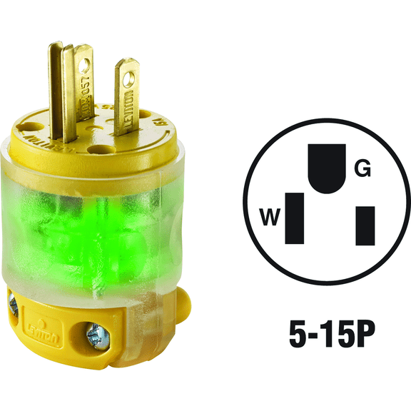 Leviton 515PV Cord & Plug — UL Listed for US Residential Electrical Code Compliance, Drop-in NEC-Standard Wiring