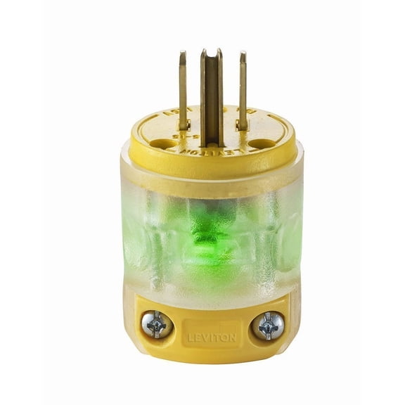 Leviton 515PV-LIT 6 Pack 15 Amp Straight Blade Grounding Lighted Plug, Yellow