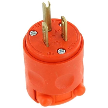 Leviton 515PV-OR 15 Amp 125V Grounding Plug, Orange