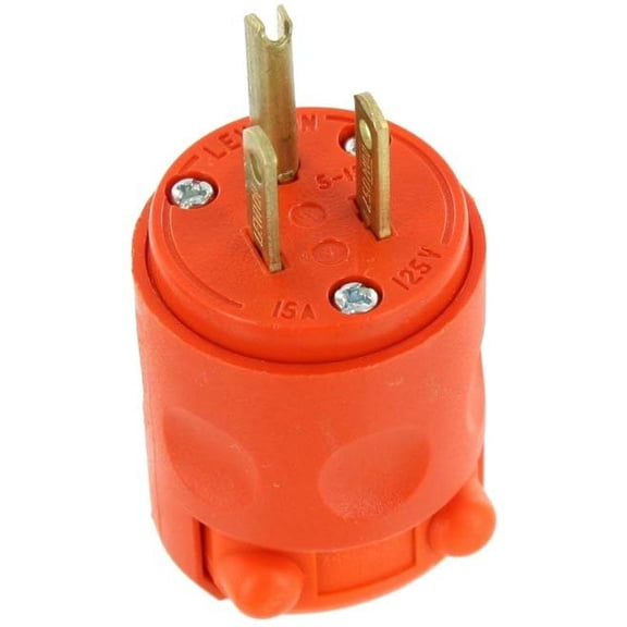 Leviton 515PV-OR 15 Amp 125V Grounding Plug, Orange
