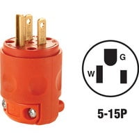Leviton 515PV-OR Electrical Plug, 2 -Pole, 15 A, 125 VAC, NEMA: NEMA 5-15P, Orange