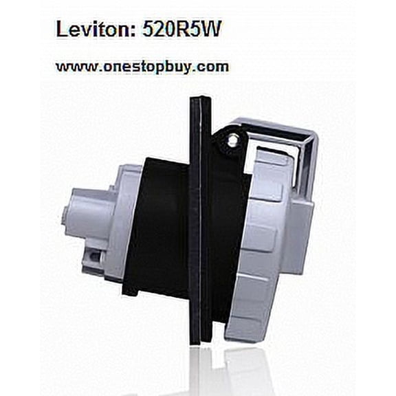 Leviton 520R5W Pin and Sleeve Outlet 20 Amp 347/600 Volt 3PY 4P 5W NA-Rated - Black