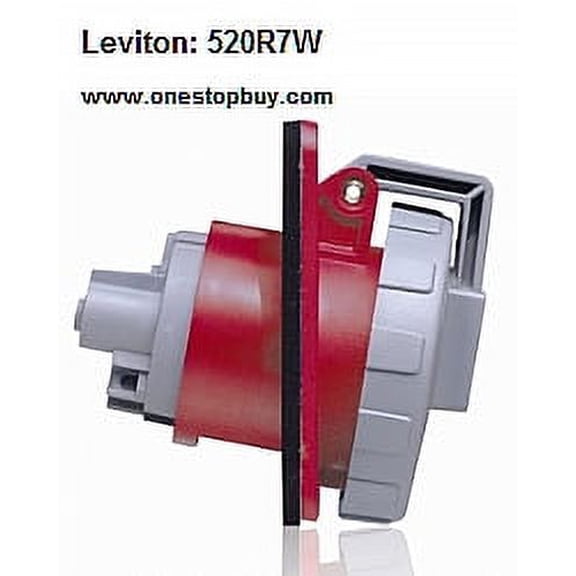 Leviton 520R7W Pin and Sleeve Outlet 20 Amp 277/480 Volt 3PY 4P 5W NA-Rated - Red