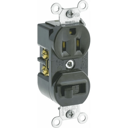 Leviton 5225 15A 120V Duplex Receptacle in Brown — 15A 120V — UL Listed for US Residential Electrical Code Compliance, Drop-in NEC-Standard Wiring