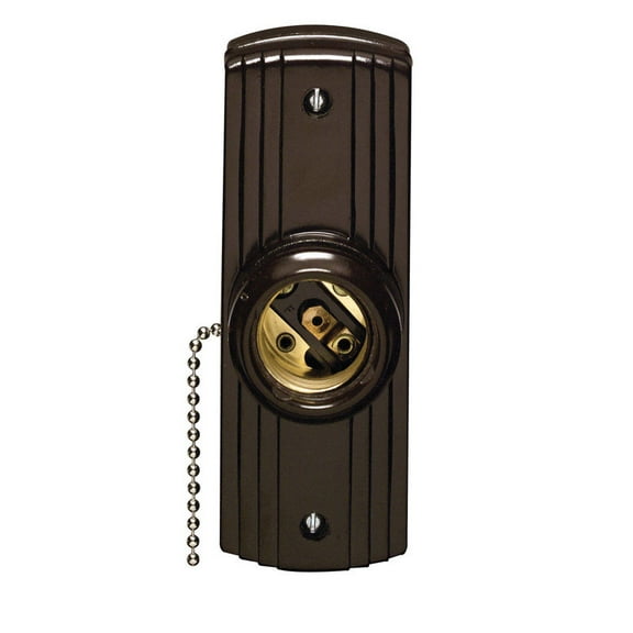 Leviton 5235 Levolet Lampholder, Pull Chain, 660W-250V, Surface Mount; Residential Grade