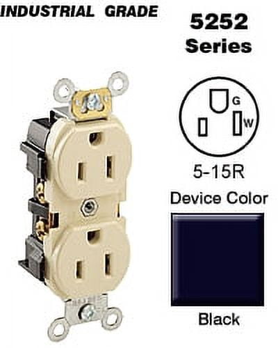 Leviton 5252-E Duplex Receptacle Industrial Grade 5-15R 15A 125V BandS ...