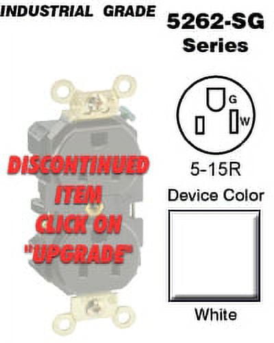 Leviton 5262-SGW 5-15R Duplex Receptacle Industrial - White