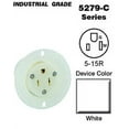 thumbnail image 1 of Leviton 5279-C Flanged Outlet, 5-15R 15 Amp 125 Volt Industrial Black and White - White, 1 of 1