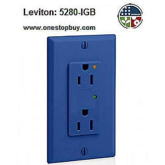Leviton 5280-IGB Decora Surge Duplex Receptacle Isolated Ground Industrial Grade 5-15R 15A 125V - Blue
