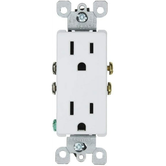 Leviton Decora Duplex Receptacle 5325-W - 15 Amp, 125 Volt, Grounding - White
