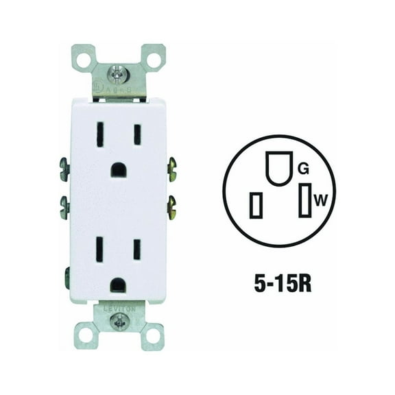 Leviton 5325-WSP Decora Styling Duplex Grounded Outlet. White 15Amp, 125 Volt