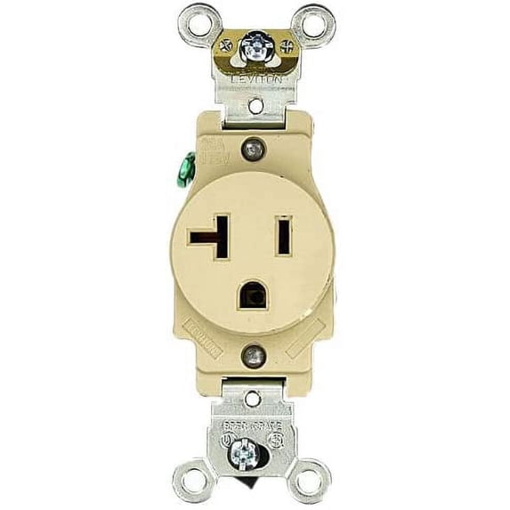 LEVITON 5361-R Straight Blade Single Receptacle, 125 VAC, 20 A, 2 Poles, 3 Wires, Red, Nylon LEVITON 5361-R Straight Blade Single Receptacle, 125 VAC, 20 A, 2 Poles, 3 Wires, Red, Nylon