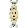 thumbnail image 1 of Leviton 5361-I 20A 125V Heavy Duty Grade Single Receptacle Straight Blade Grounding, Ivory (10 Pack), 1 of 1