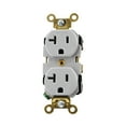 thumbnail image 1 of Leviton 5362-GY 20A 125V Industrial Heavy Duty Duplex Receptacle Straight Blade Self Grounding, Gray, 1 of 1