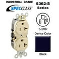 thumbnail image 1 of Leviton 5362-SE Duplex Receptacle Contractor Pack Industrial Grade 5-20R 20A 125V BandS 8 Hole Feed-Thru Wired - Black (Contactor Pack of 10), 1 of 1