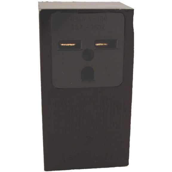 Leviton 5376 30 Amp, 250 Volt, Surface Mounting Receptacle, Straight Blade, Industrial Grade, Grounding, Black