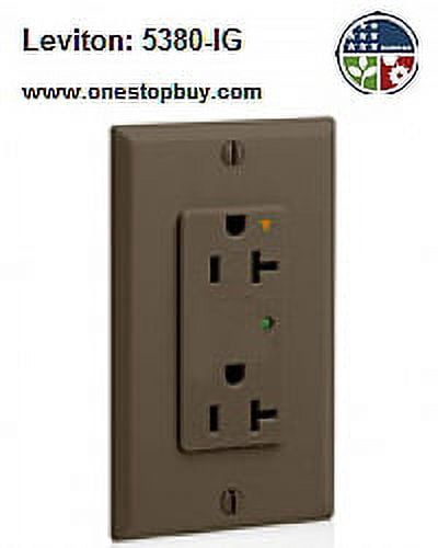 Leviton 5380-IG Decora Surge Duplex Receptacle Isolated Ground Industrial Grade 5-20R 20A 125V - Brown