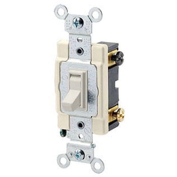 Leviton 54504-2T 15-Amp, 120/277-Volt, Toggle Framed 4-Way AC Quiet Switch, Commercial Grade, Grounding, Light Almond