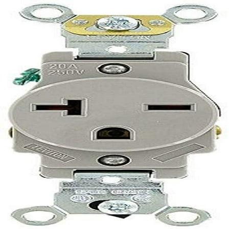 Leviton 5461-GY Single Receptacle Industrial Grade 6-20R 20A 250V BandS Wired - Gray