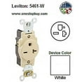 thumbnail image 1 of Leviton 5461-W Single Receptacle Industrial Grade 6-20R 20A 250V BandS Wired - White, 1 of 3
