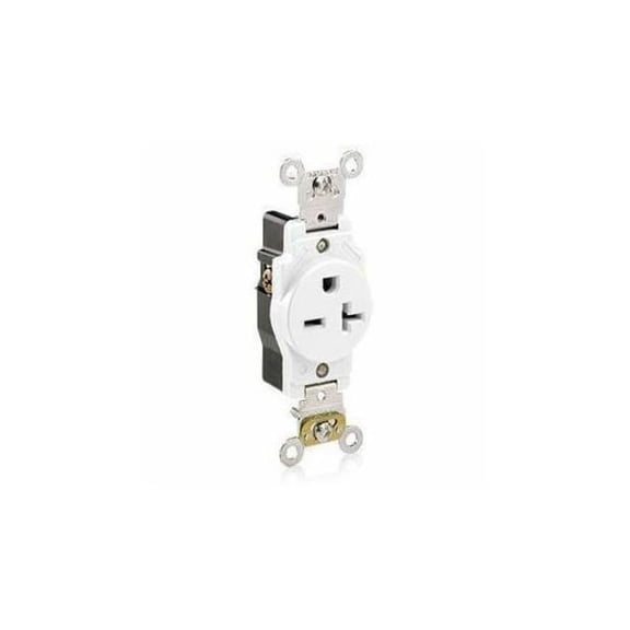 Leviton 20 Amp Industrial Grade Heavy Duty Self Grounding Single Outlet, White