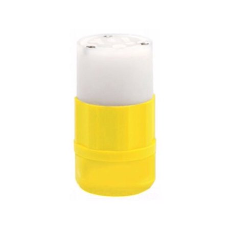 Leviton 5469-CY 20-Amp, 250 Volt, Connector, Straight Blade, Industrial Grade, Grounding, Yellow-White