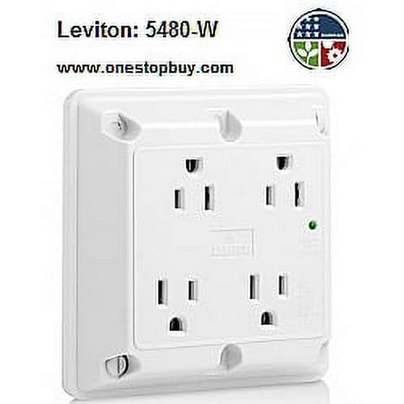 Leviton 5480-W 4-In-1 Quad Receptacle Surge Industrial Grade 5-15R 15A 125V - White
