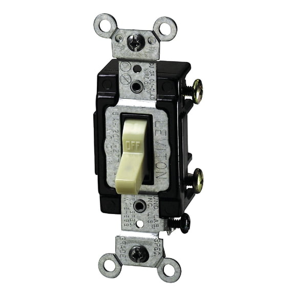 Leviton 5501-LHI Single-Pole Lighted Handle Switch, 15A, 120V, Ivory, LIT When Off