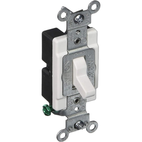 Leviton Toggle Switch 5501-LHW Commercial Specification Grade - 15 Amp Single-Pole - White