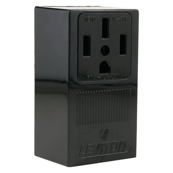Leviton 55050 Single-Surface Range Mounting Receptacle, Black