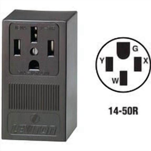Leviton 55050 Single-Surface Range Mounting Receptacle, Black