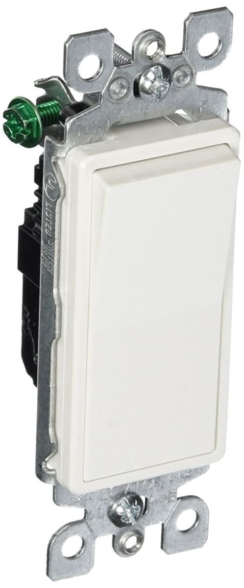 Leviton 5601-2WM 6 Pack 15Amp 120/277V Decora Rocker Single Pole AC Quiet Switch, White