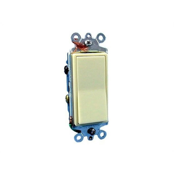 Leviton 5602-2I Decora 2-Pole Rocker Light Switch, 15A 120/277VAC, Ivory